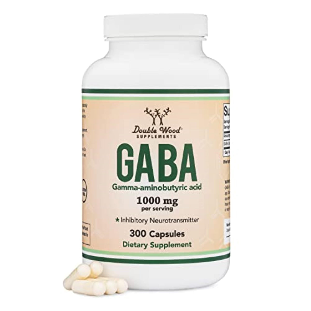 Double Wood Supplements GABA 1,000mg Extra Strength - 300 Capsules