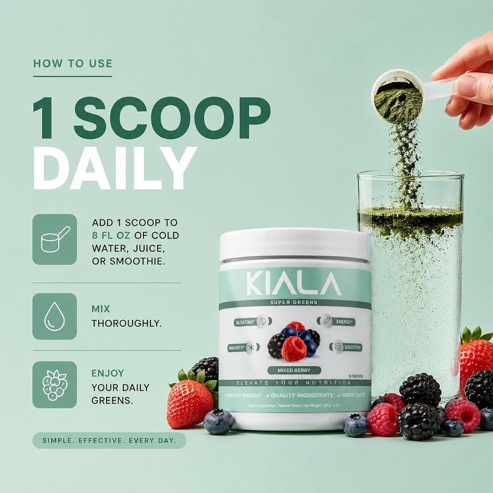 Kiala Nutrition Super Greens Powder - Digestive Health for Women
