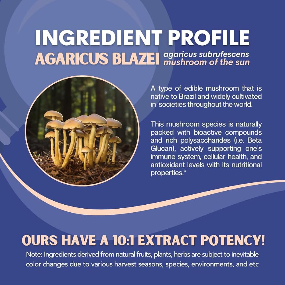 Nutriheim Agaricus Blazei Organic Mushroom Extract - 180 Vegetarian Capsules - image 4