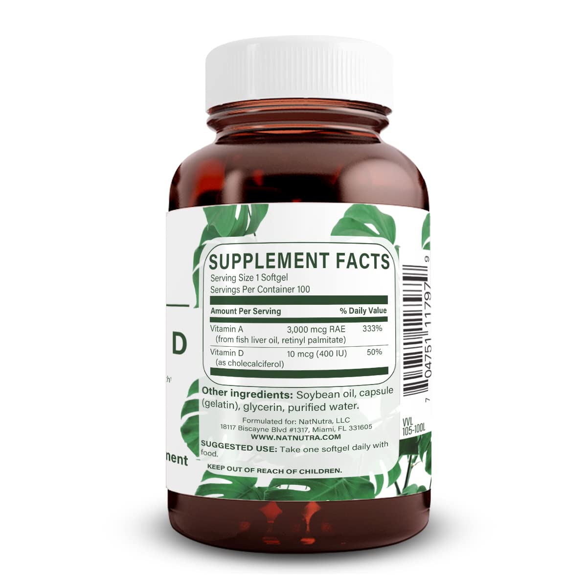 Natural Nutra Vitamin A and D 10000 IU & 400 IU - 100 Softgels - image 2