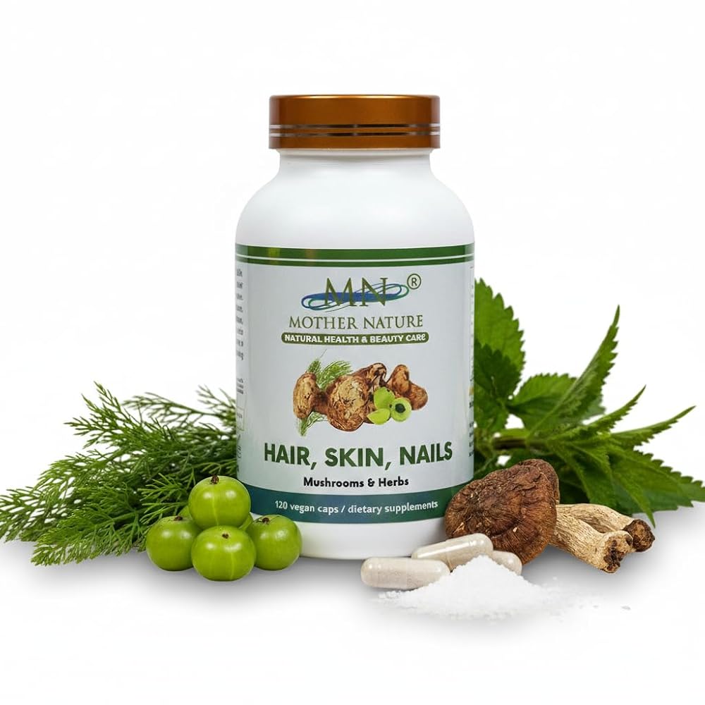Mn Mother Nature Hair, Skin, Nails Mushrooms & Herbs - 120 Capsules