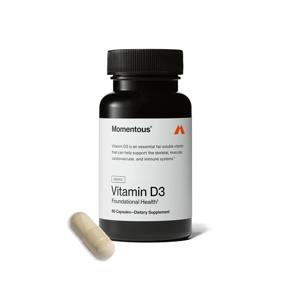 Momentous Vitamin D3 5000 IU Supplement - 60 Capsules