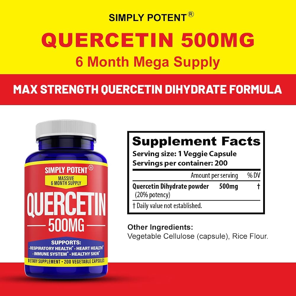 Simply Potent Quercetin 500mg Antioxidant - 200 Capsules - image 2
