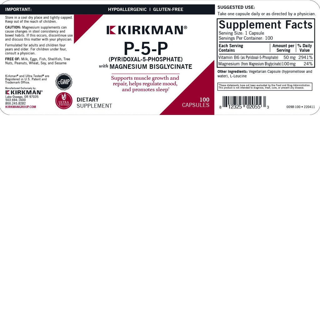 Kirkman Vitamin B6 50 mg - 100 Vegetarian Capsules - image 3