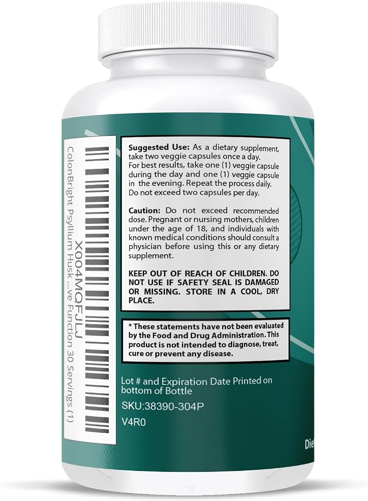 Just Ripe Nutrition ColonBright Psyllium Husk Powder - 60 Capsules - image 9