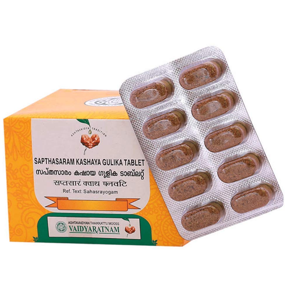 Vaidyaratnam Sapthasaram Kashaya Gulika Ayurvedic Tablet - 1 Pack