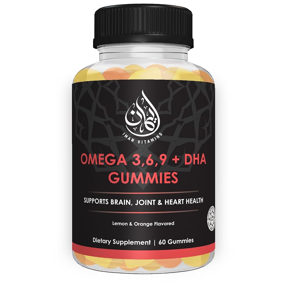 Iman Vitamins Halal Omega 3 Gummies with DHA, Plant Based - 60 Count