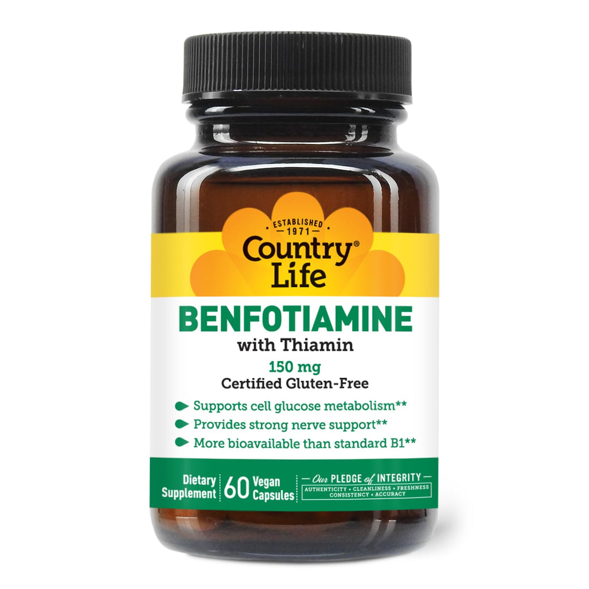 Country Life Benfotiamine 150mg with Thiamin - 60 Vegan Capsules - image 5
