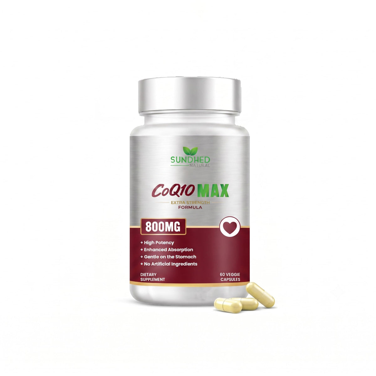 Sundhed Natural CoQ10 800mg Coenzyme Q10 - 60 Vegan Capsules