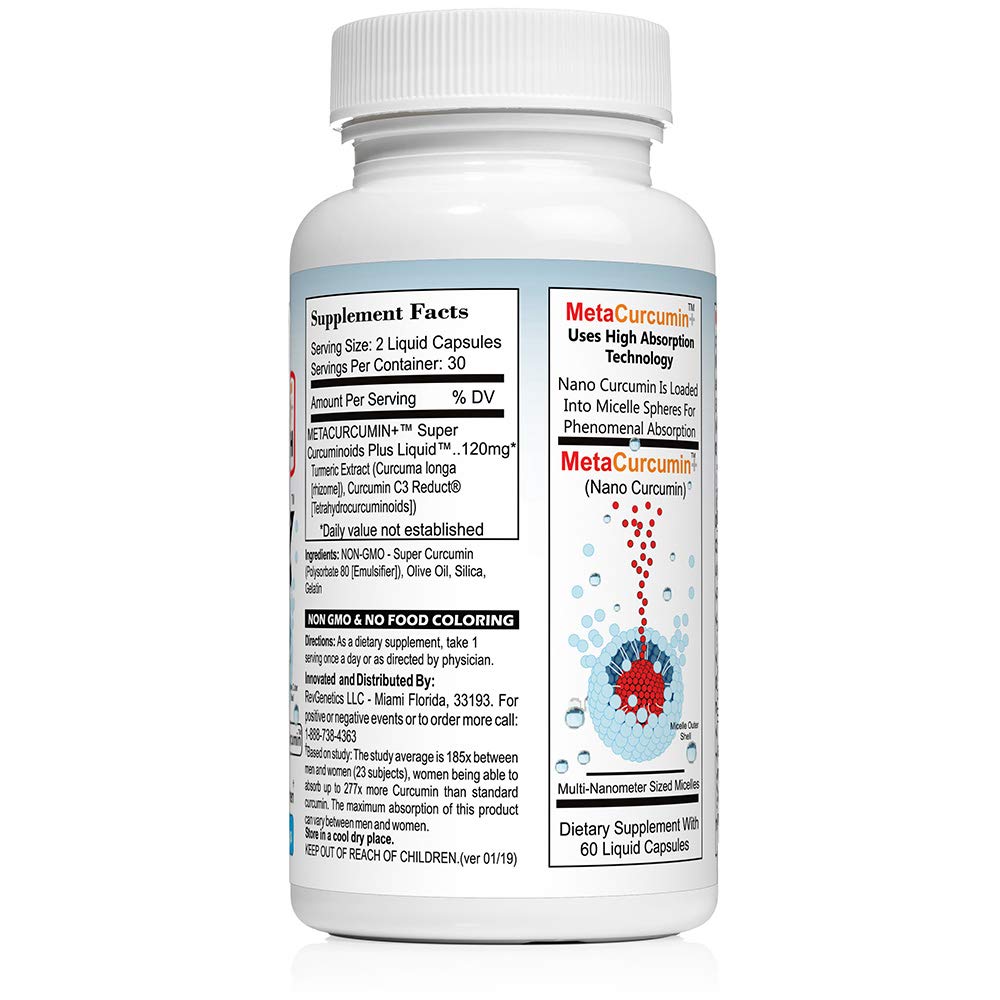 REVGENETICS MetaCurcumin 277x Super Curcumin - 60 Liquid Capsules - image 4
