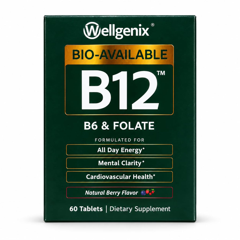 Wellgenix Bio-Available Sublingual B12 B6 Folate Vitamin - Formulated