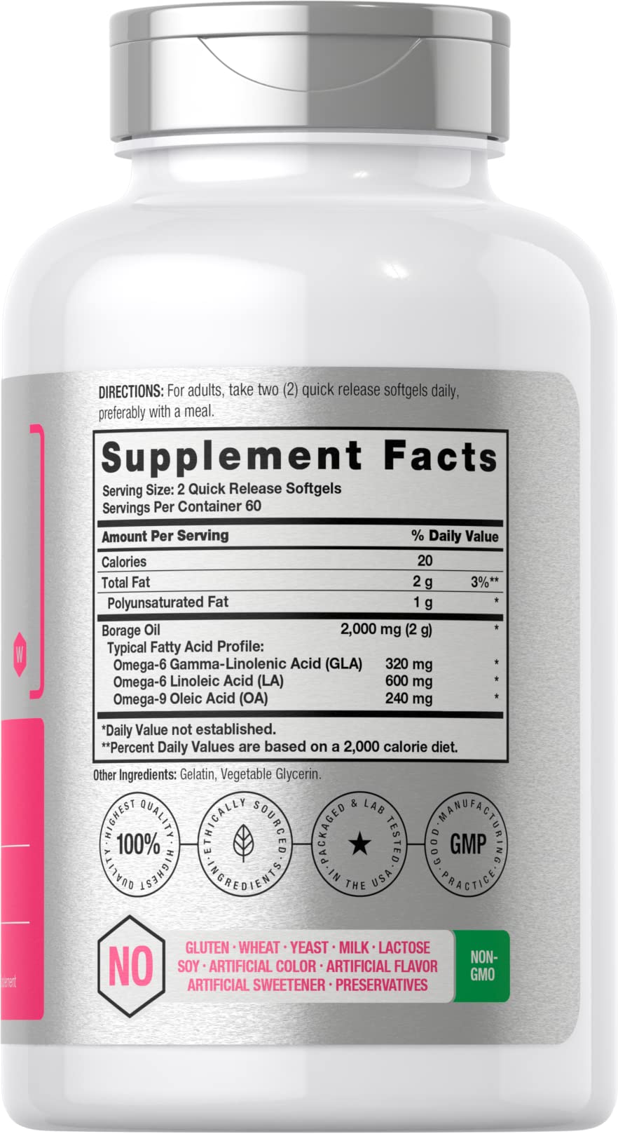 Horbäach Borage Oil 2000 mg GLA - 120 Softgels - image 2