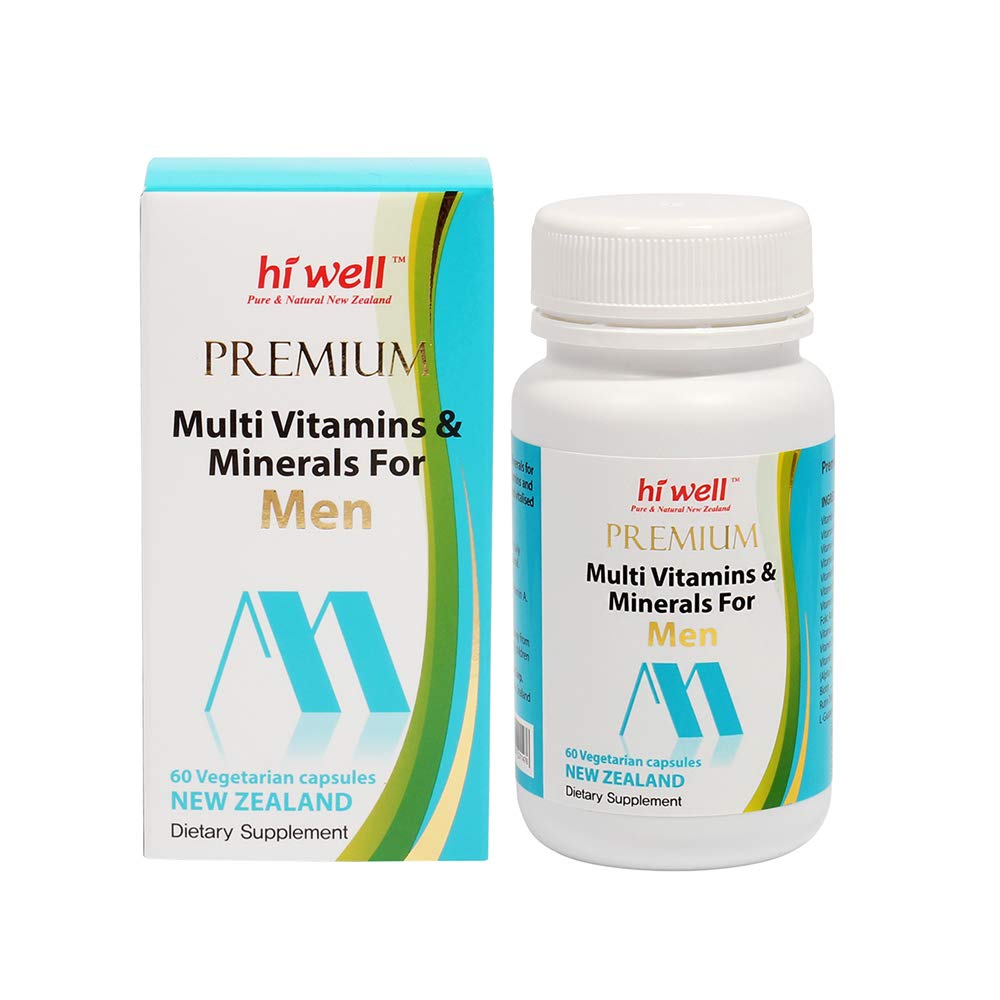 HI WELL Premium Multi Vitamins & Minerals for Men - 60 Vegetarian Capsules