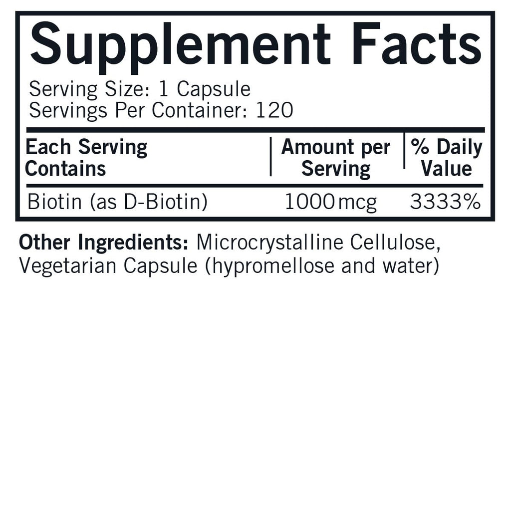 Kirkman Kirkland d-Biotin 1000 mcg Capsules - 120 Capsules - image 2