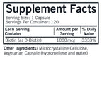 Kirkman Kirkland d-Biotin 1000 mcg Capsules - 120 Capsules - image 2