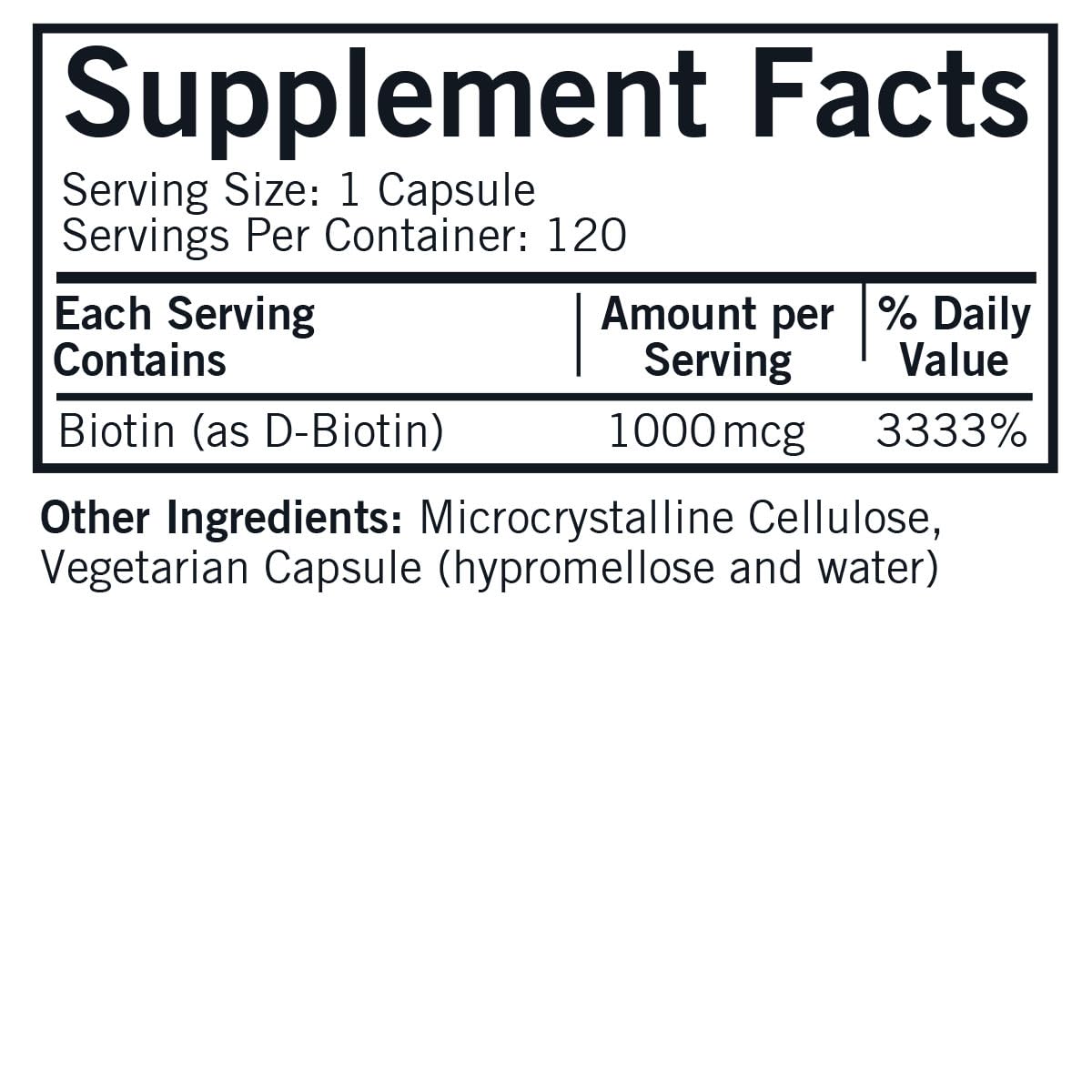 Kirkman Kirkland d-Biotin 1000 mcg Capsules - 120 Capsules - image 2