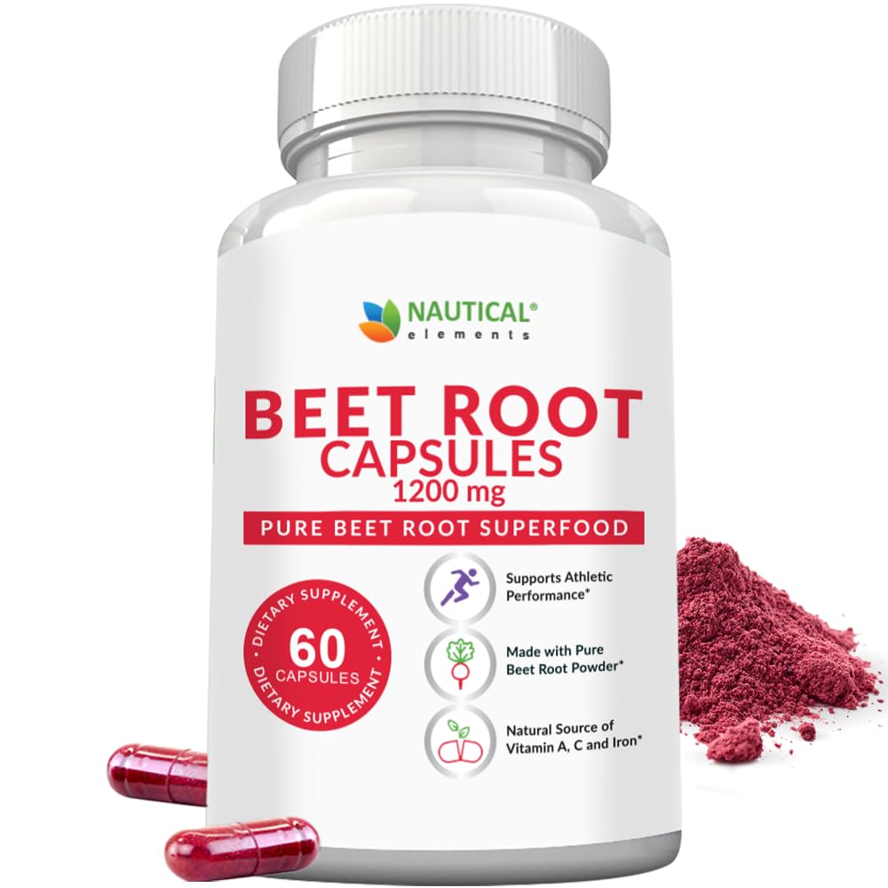 Nautical Elements Beet Root Capsules - 1200mg Per Serving - 200 Beet