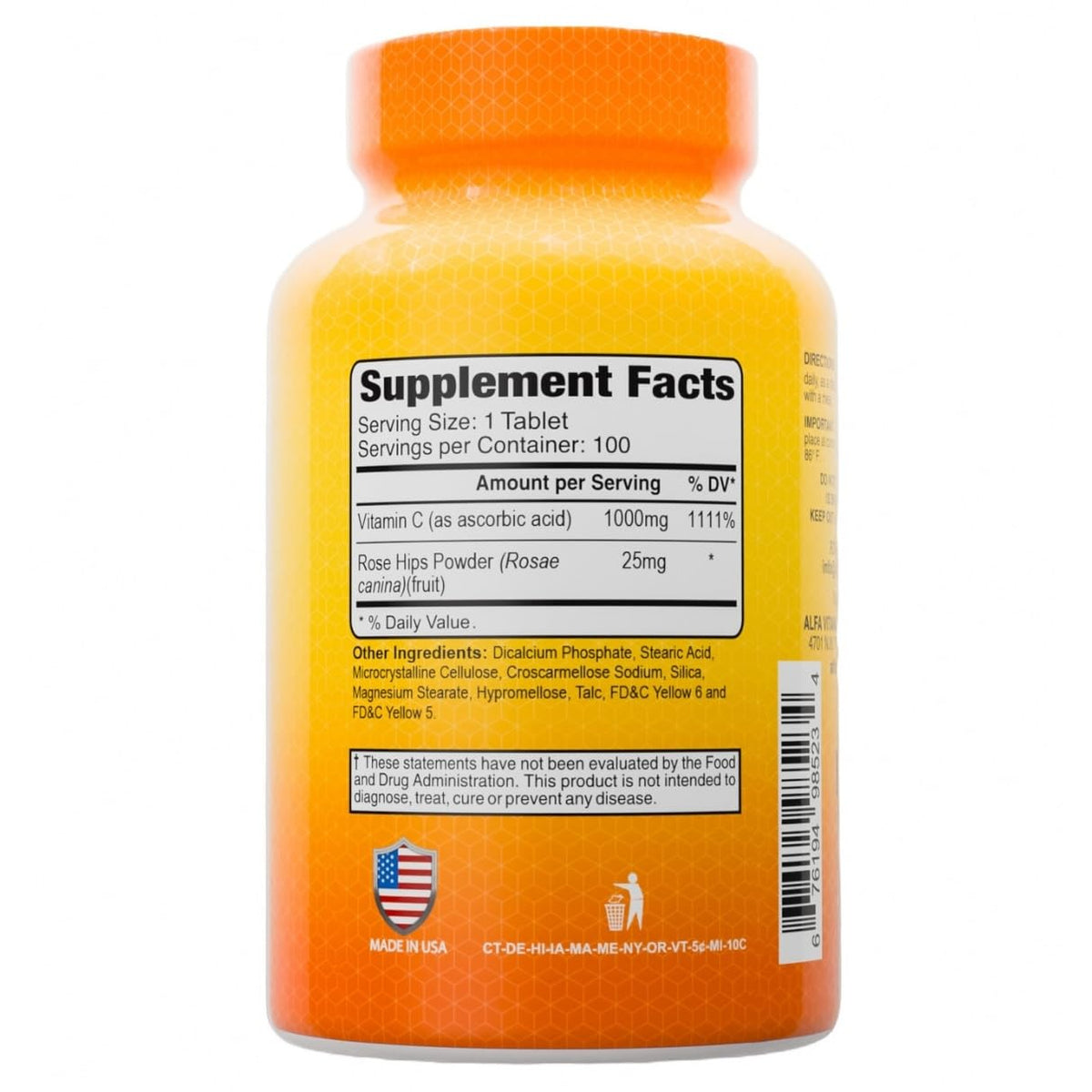 ALFA VITAMINS Vitamin C with Rose Hips 1000 mg - 100 Tablets - image 2