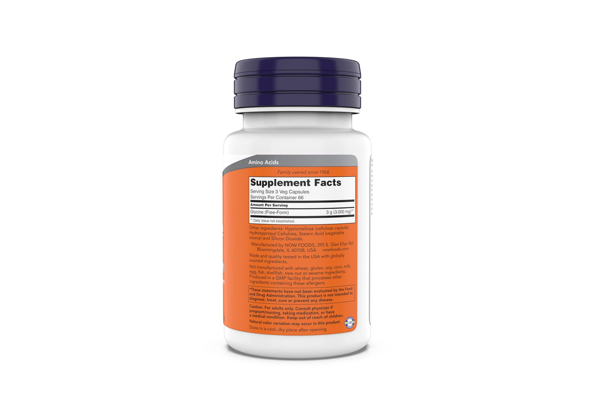 NOW Foods Glycine 1000mg Neurotransmitter Support - 200 Capsules - image 2