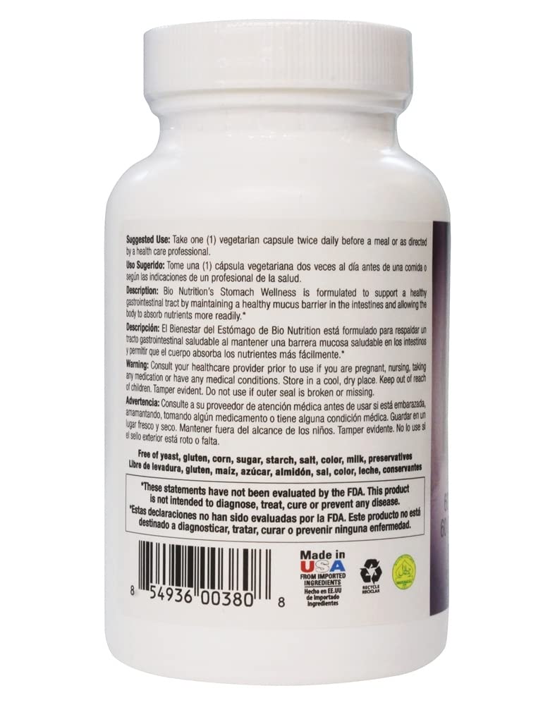 Bio Nutrition Stomach Wellness - 60 Vegetarian Capsules - image 3