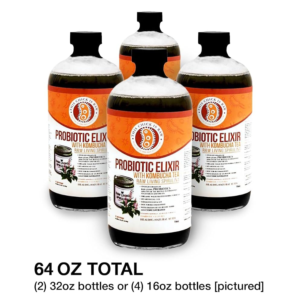 This Chick is Raw Spirulina Probiotic Elixir Kombucha Tea - 2 x 32oz - image 3