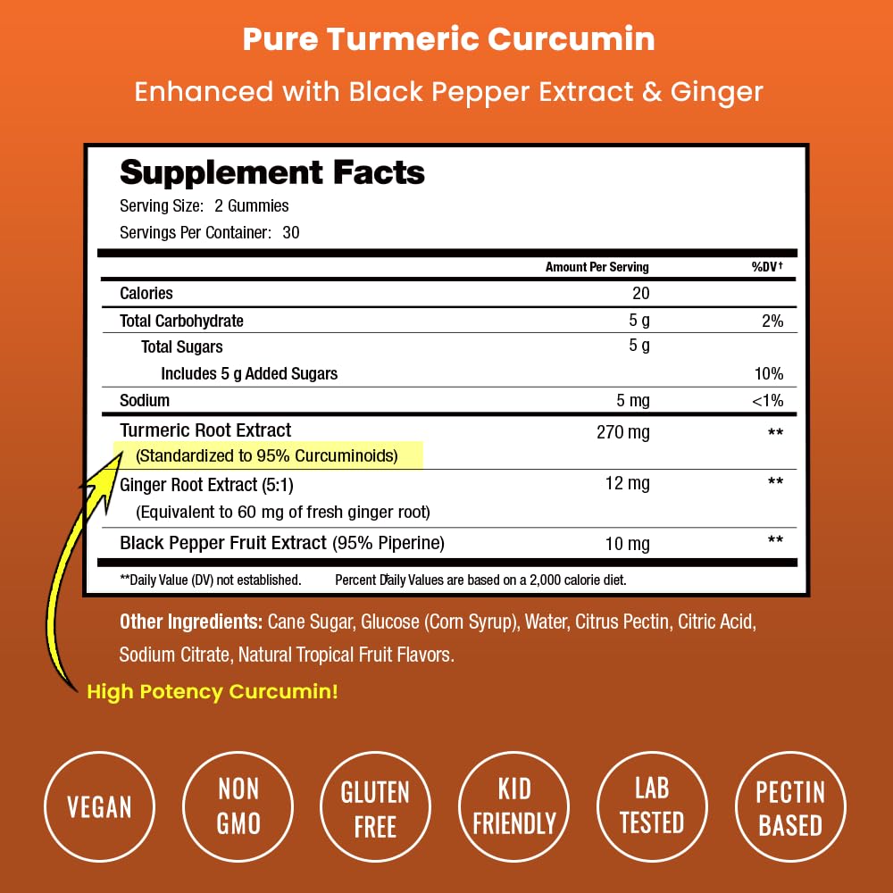 NutraChamps Turmeric Gummies with Ginger & Black Pepper Extract - 60 Count - image 2