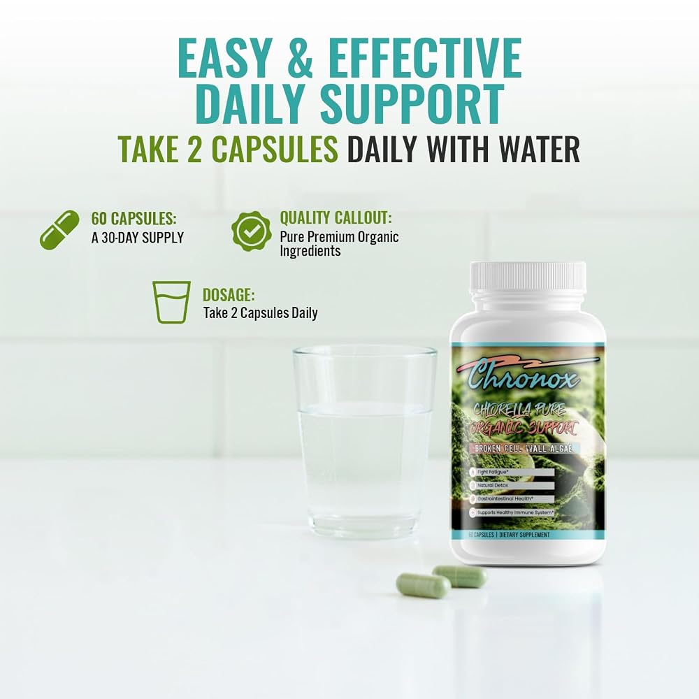 Chronox Chlorella Pure Organic Supplement - 60 Capsules - image 6