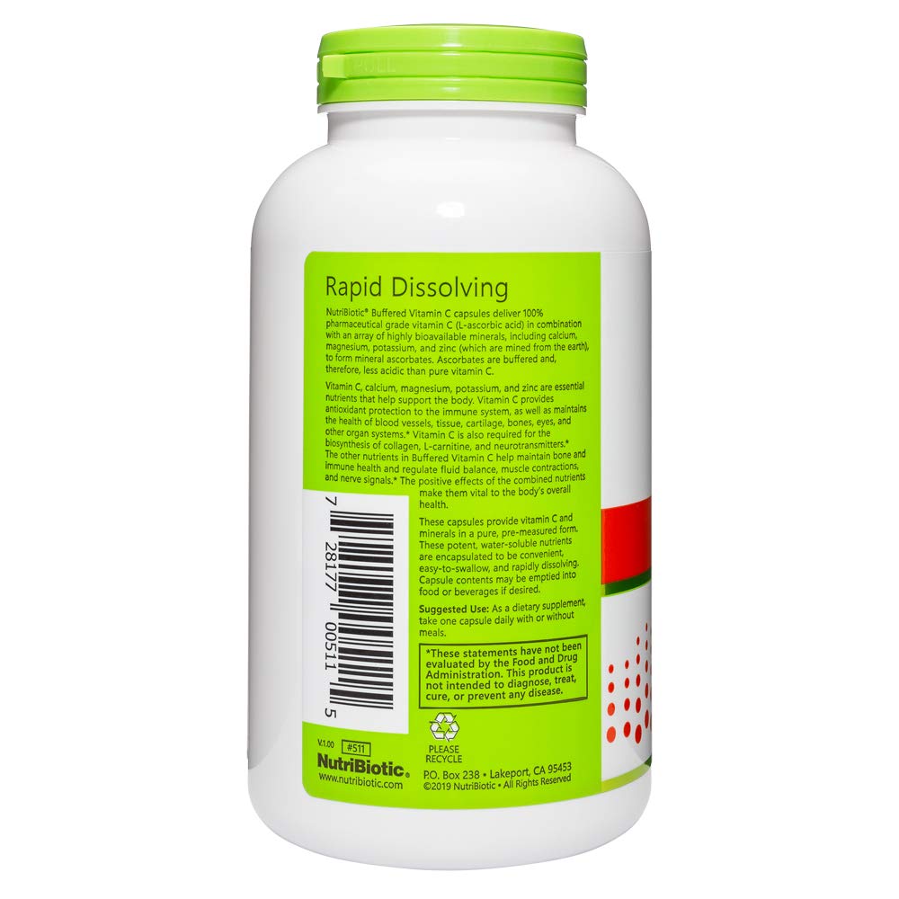 NutriBiotic Buffered Vitamin C 500 mg - 250 Capsules - image 2