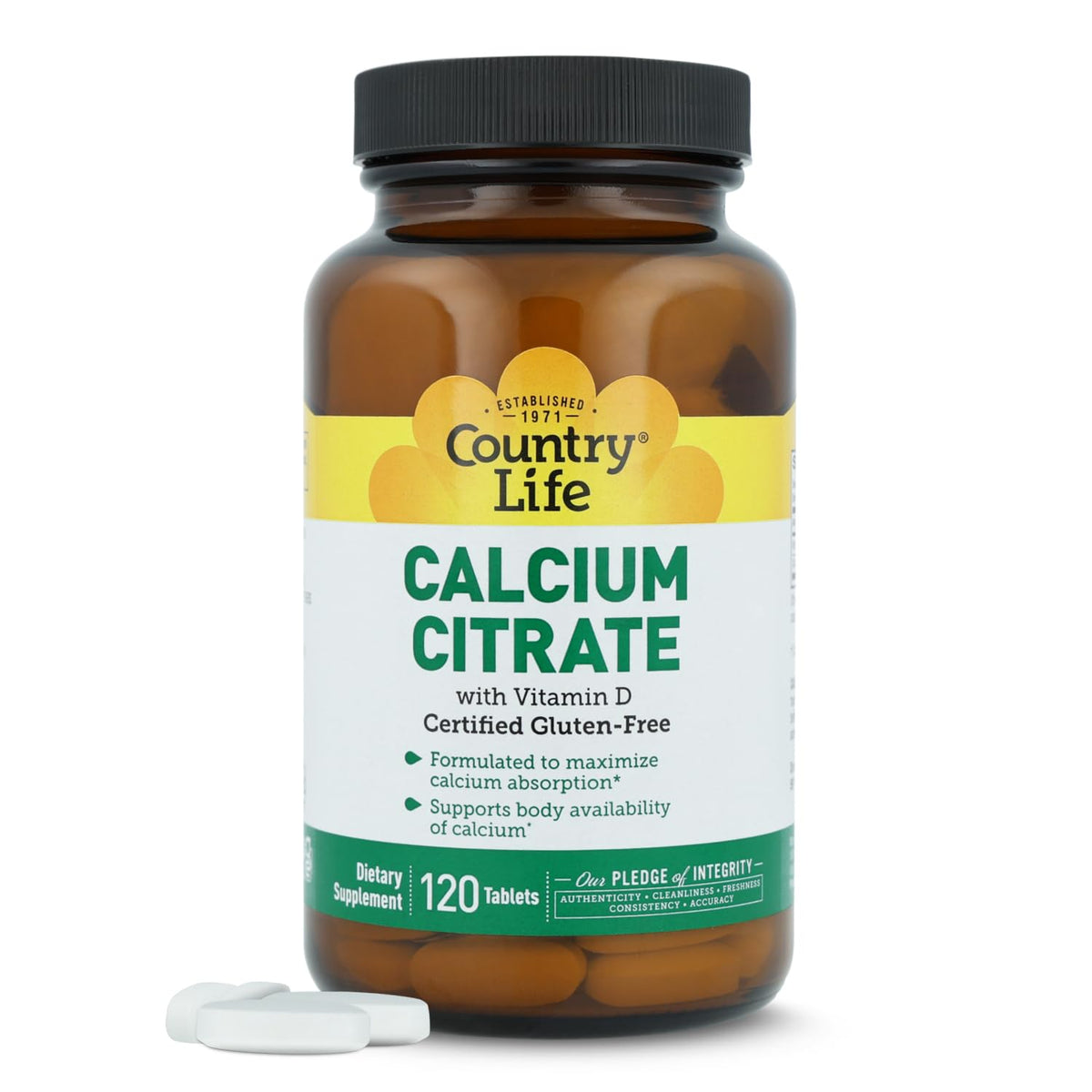 Country Life Calcium Citrate with Vitamin D 500mg - 120 Tablets
