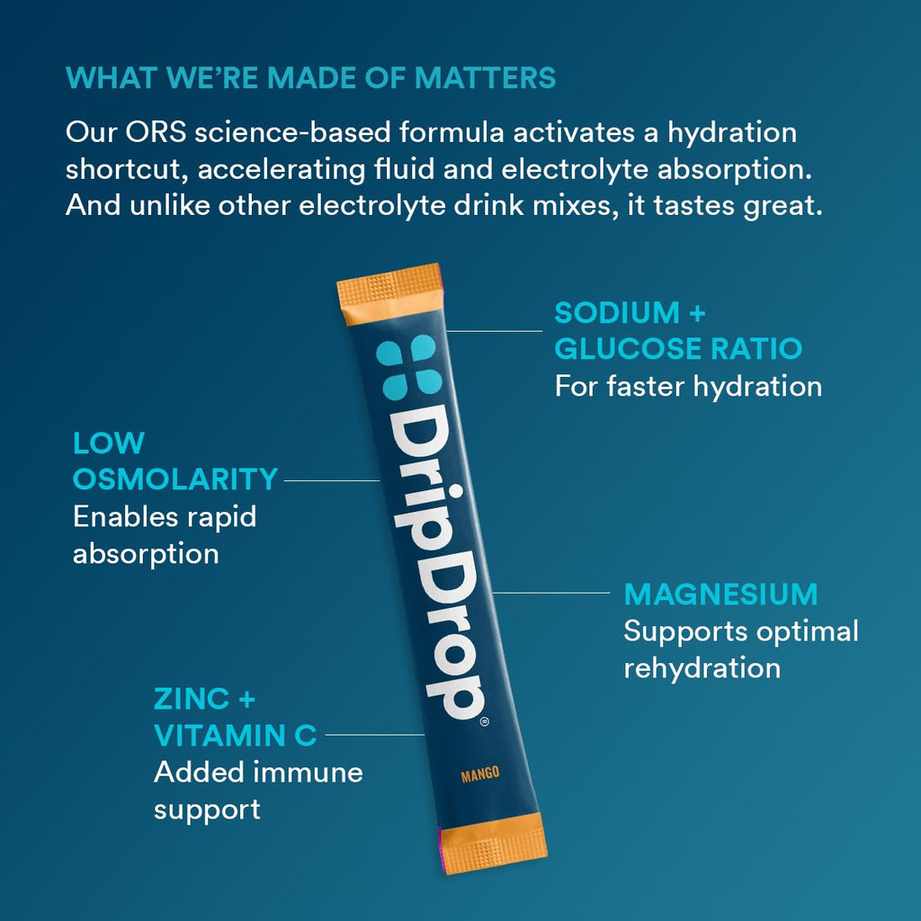 DripDrop Hydration Packets - Single Serve Electrolytes Powder Drink
