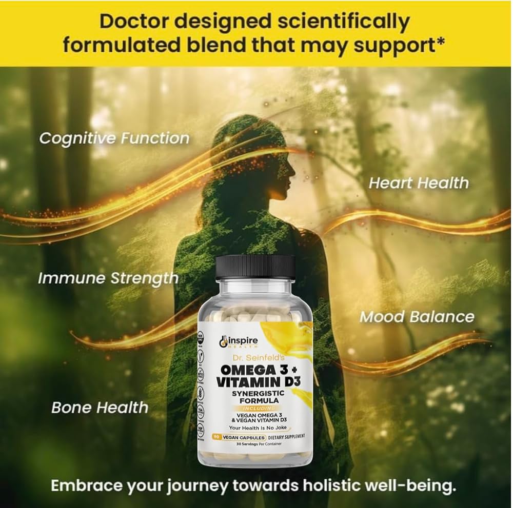 GINSPIRE NUTRITION Dr. Seinfeld Vegan Algae Omega-3 & D3 - 90 Capsules - image 6