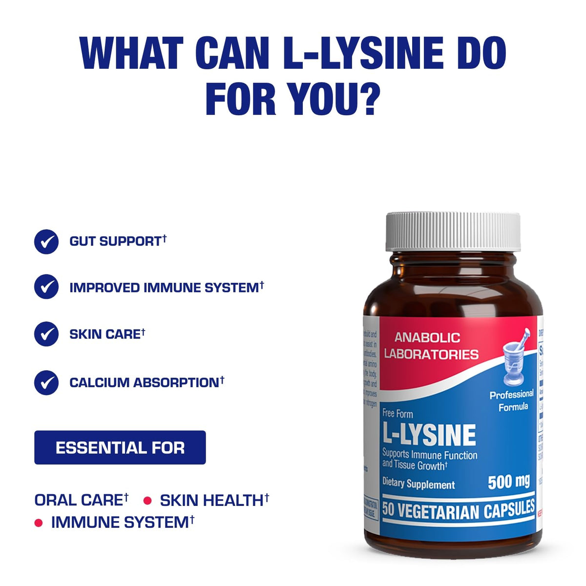 Anabolic Laboratories L-Lysine 500 mg Vegetarian Capsules - 50 Count - image 5