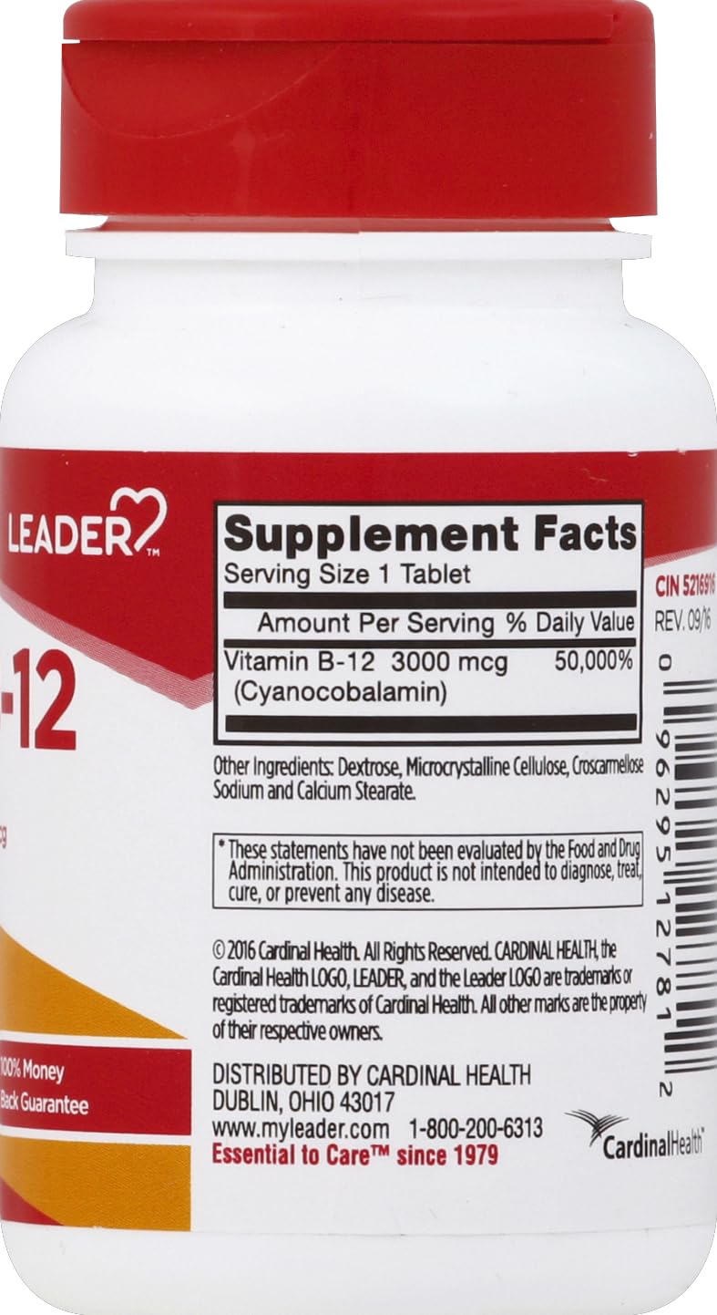 Leader Vitamin B-12 3000 mcg - 60 Tablets (12 Pack) - image 2