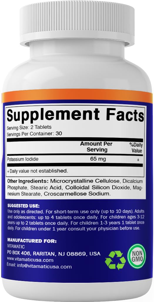Vitamatic Potassium Iodide 65 mg per Serving - 60 Tablets - Thyroid