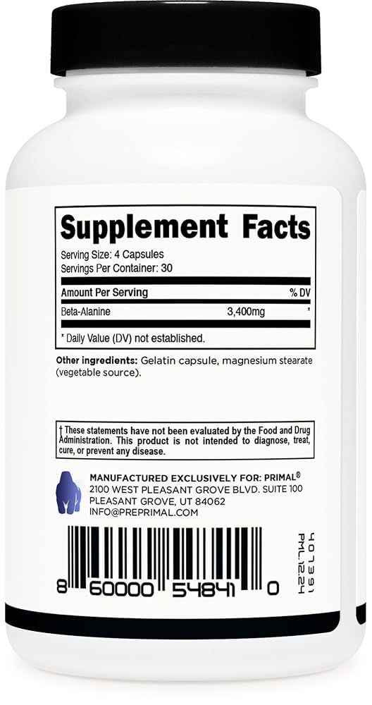 Primal Beta-Alanine Capsules 3400mg - 120 Capsules - image 4