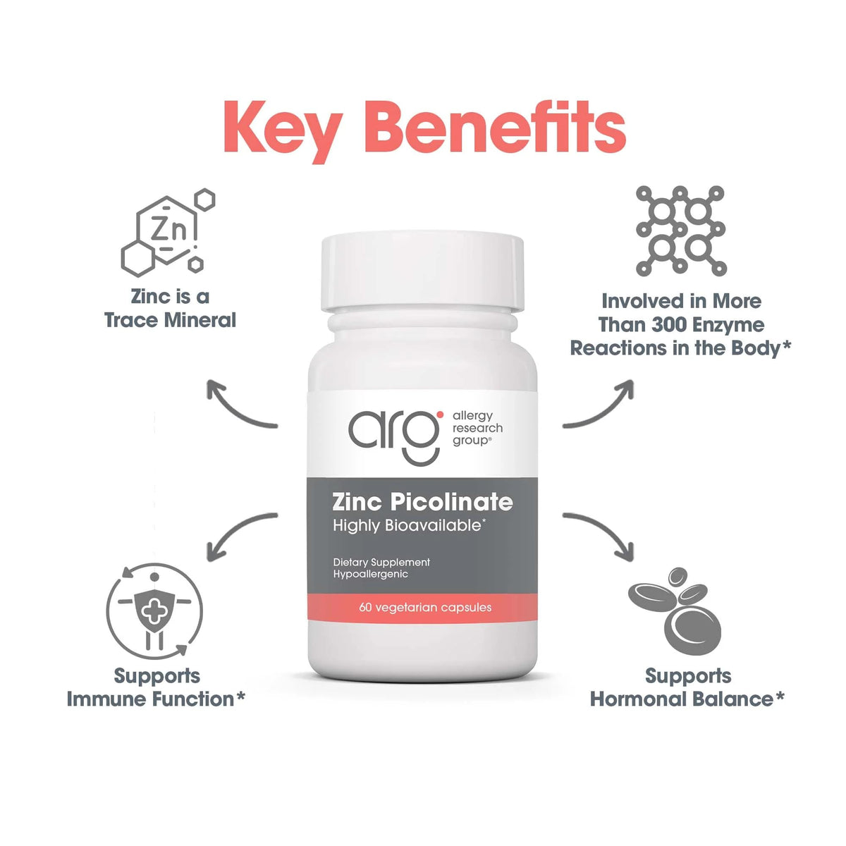 Allergy Research Group Zinc Picolinate 25 mg Immune Support - 60 Capsules - image 4