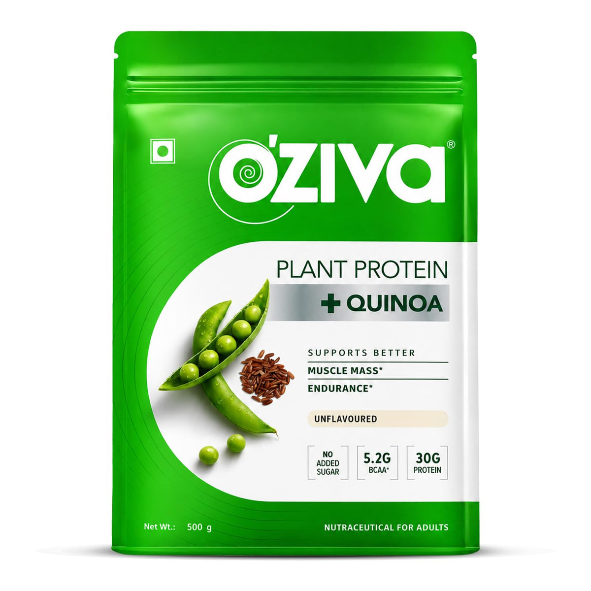 OZiva Organic Plant Protein Powder Unflavored - 500g