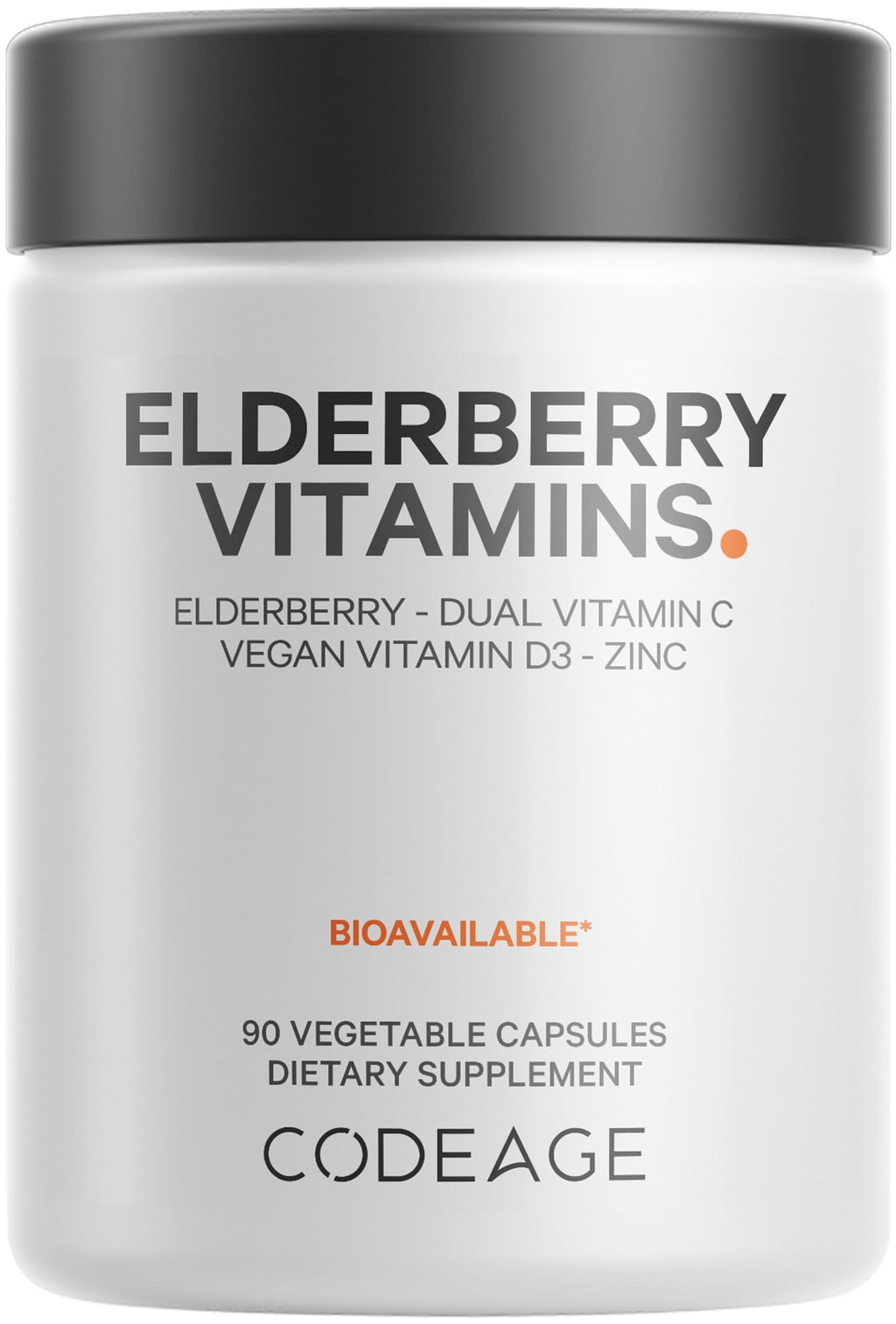 Codeage Elderberry Vitamins Supplement with Vitamin C, D3, Zinc - 90 Capsules