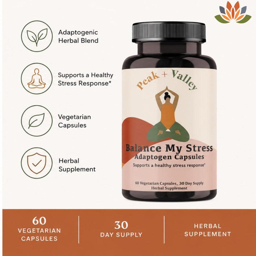 Peak + Valley Stress Relief Supplement with Adaptogens - 60 Capsules - image 7