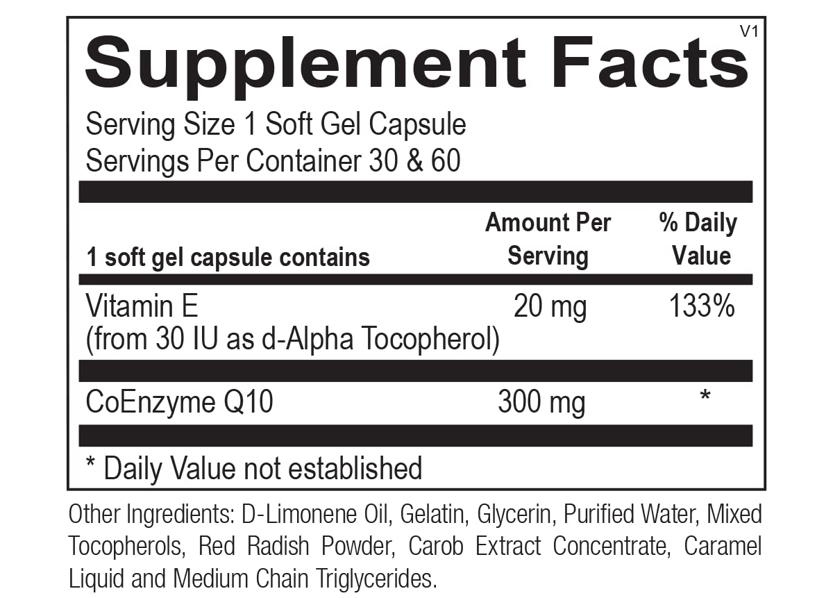 HormoneSynergy CoQ10 300 mg Softgels - 30 Count - image 2