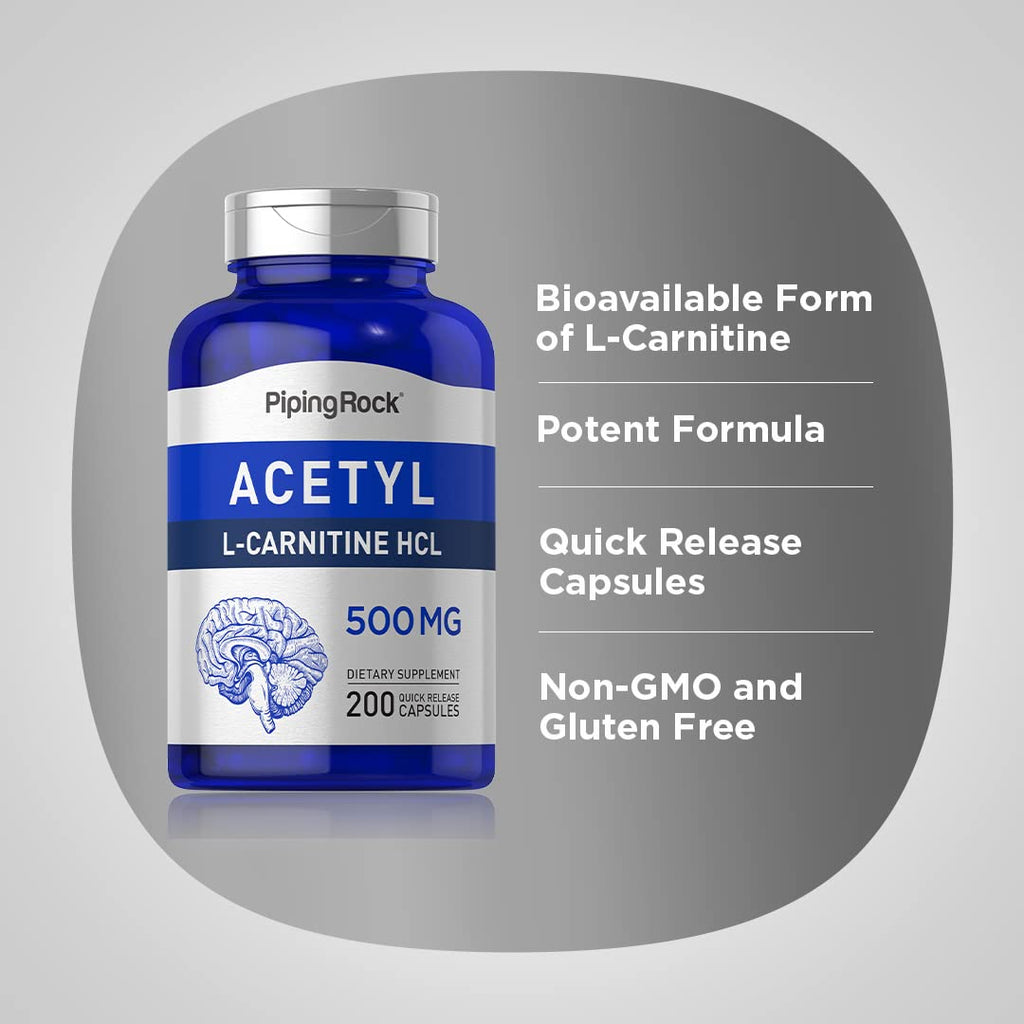 Piping Rock Acetyl L-Carnitine HCL 500 mg - 200 Capsules - image 4