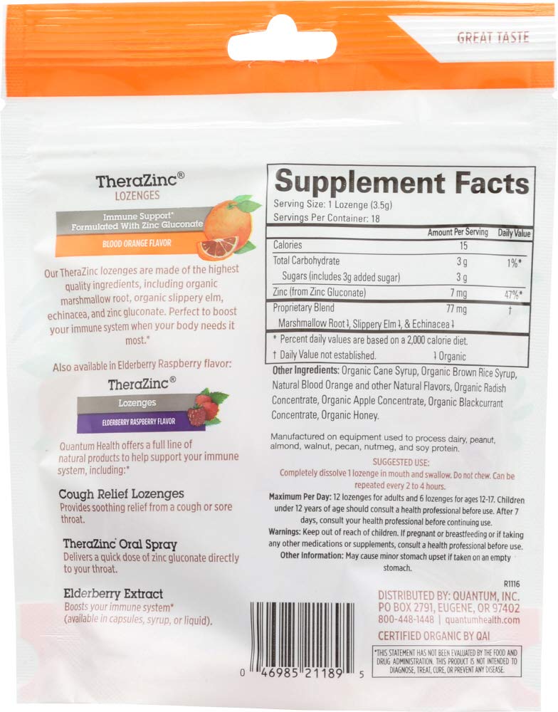Therazinc Blood Orange Organic Zinc Lozenges - 18 Count - image 4