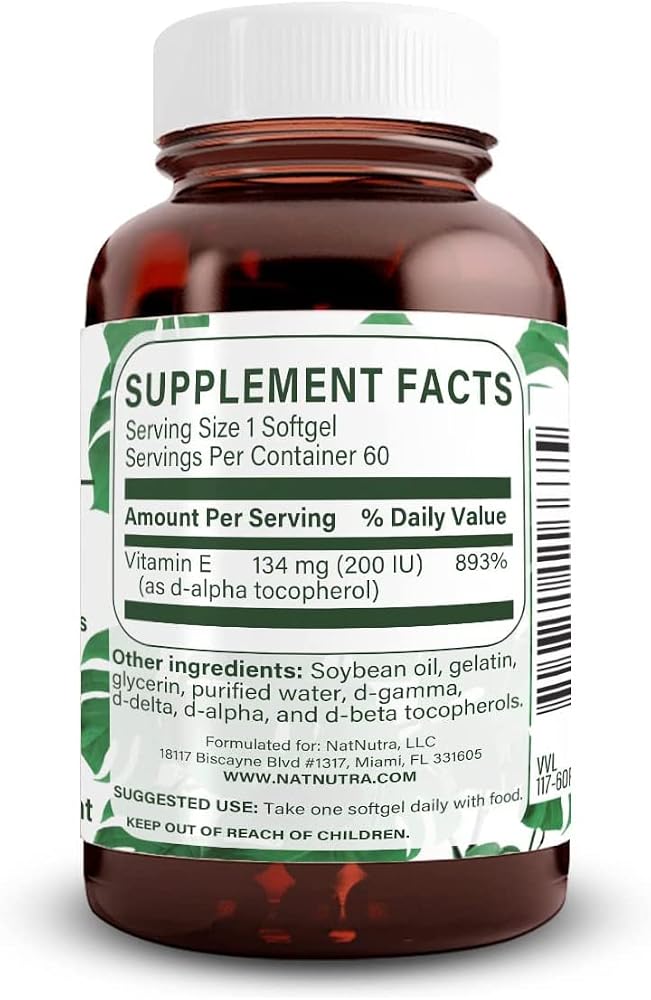 Natural Nutra Vitamin E 200 IU - 60 Softgels - image 2