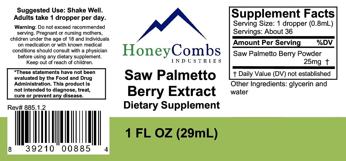 HoneyCombs Saw Palmetto Berry Extract Liquid - 30 Servings - image 3