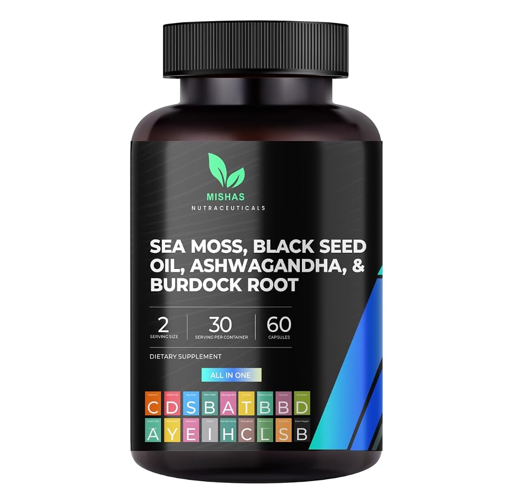 Mishas Sea Moss Blend with Ashwagandha & Turmeric - 60 Capsules