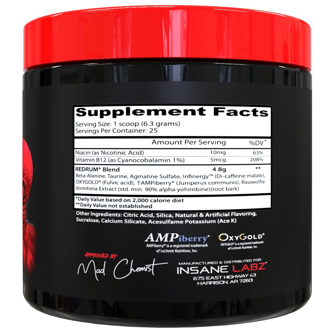 Insane Labz Redrum High Stim Pre Workout NO Booster Powder