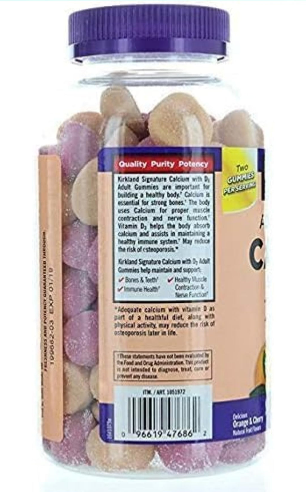 Kirkland Signature Chewable Calcium with Vitamin D3 Gummies - 120 Count - image 2
