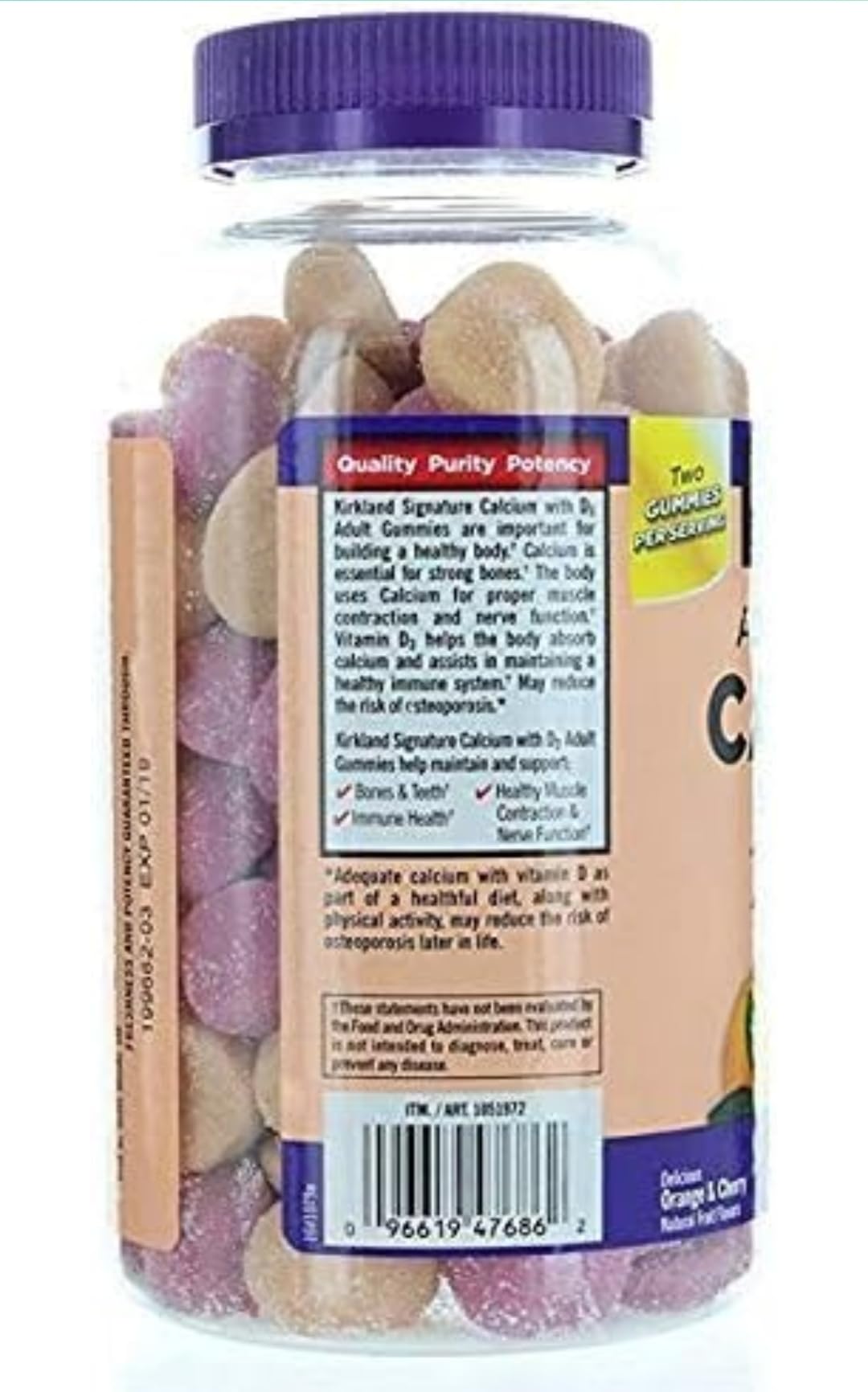 Kirkland Signature Chewable Calcium with Vitamin D3 Gummies - 120 Count - image 2