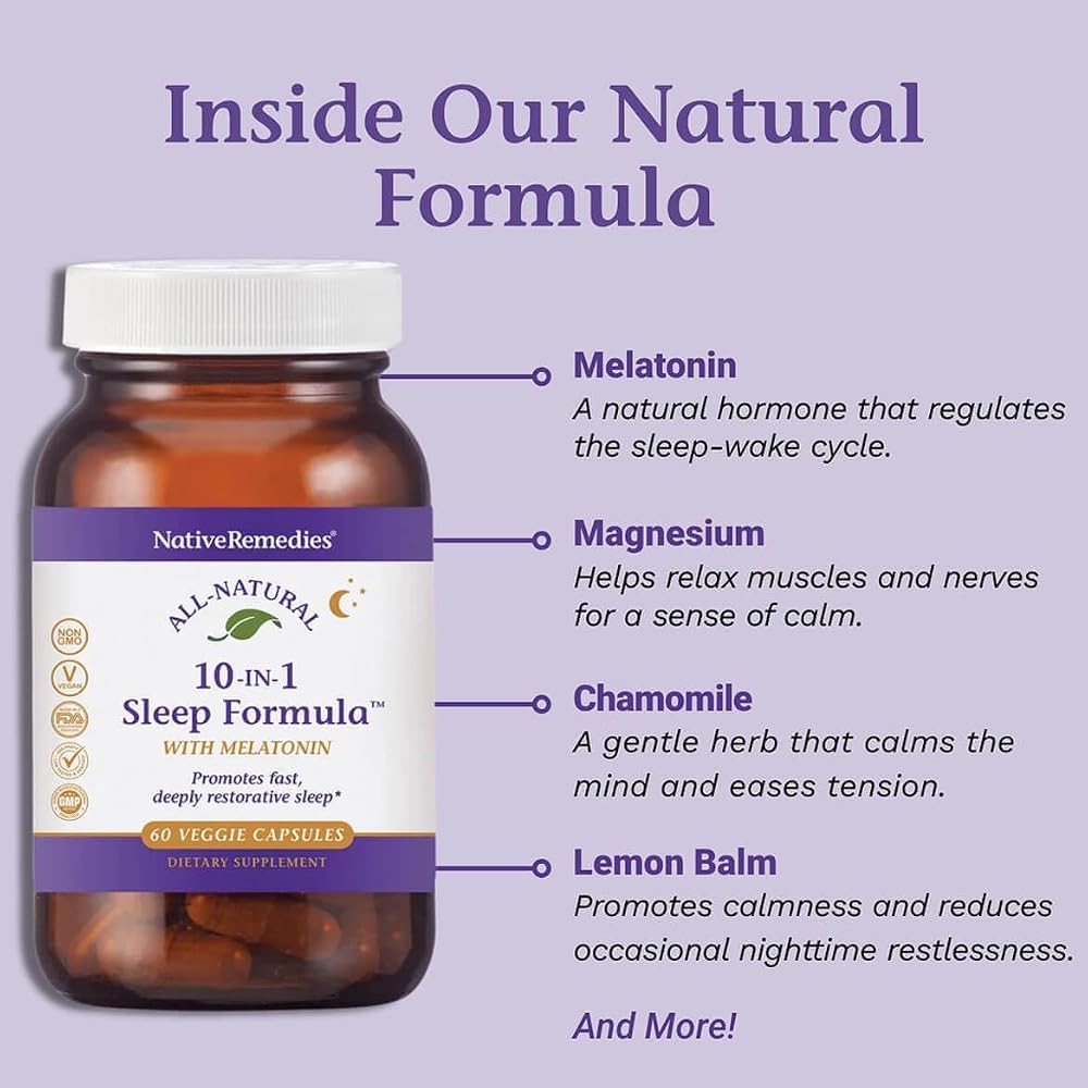 Native Remedies 10-in-1 Sleep Formula with Melatonin - 60 Capsules - image 5