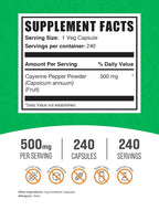 BulkSupplements Cayenne Pepper 40000 HU - 240 Vegetarian Capsules - image 2